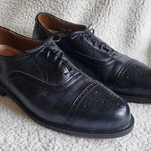 Nunn Bush Leather Wingtip Dress Shoes Men Size 9.5W black oxford "Broadway"